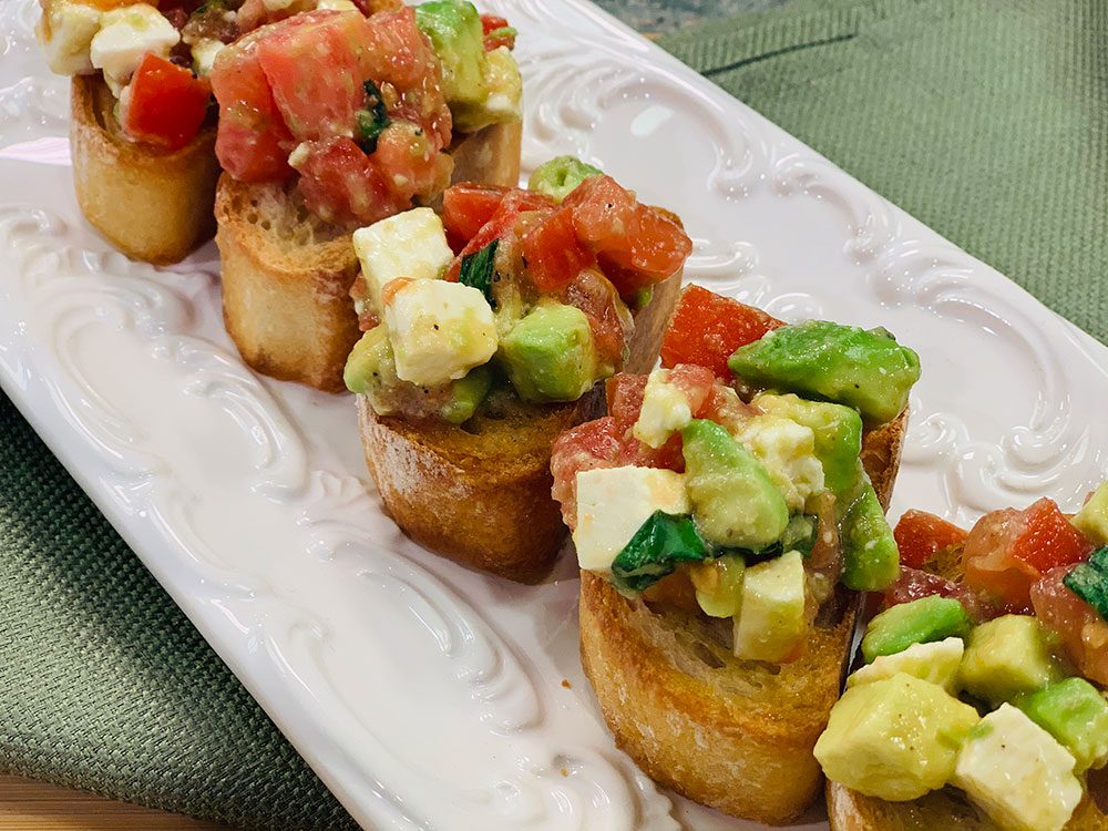 papaya bruschetta, healthy caribbean fruit