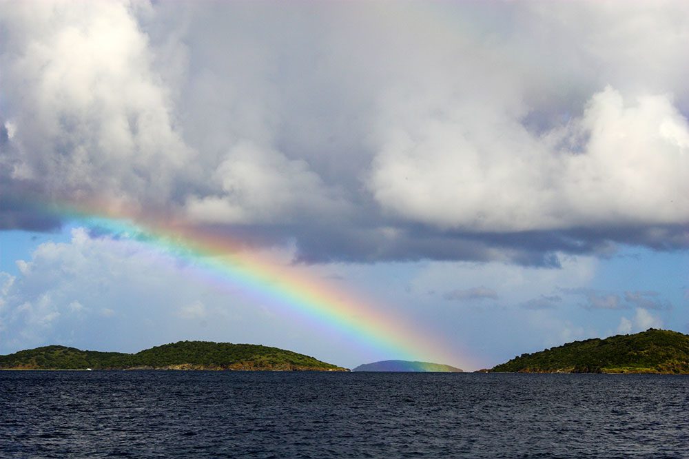 rainbow over pillsbury sound st john usvi - photo by kerry childers